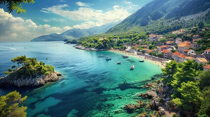 Beautiful panoramic view of Budva, Montenegro.