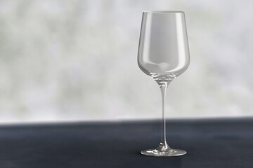 Empty wine glass mockup on gray backround