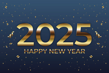 2025 happy new year design in golden look