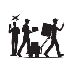 Obraz premium Delivery man silhouette illustration set vector