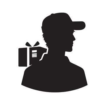 recommend clip art: Delivery man silhouette  illustration set vector