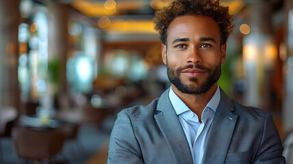 Fototapeta premium the man stands and looks at the camera