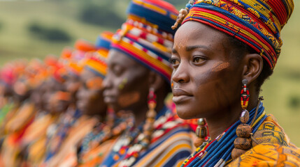Elegant African Women in Colorful Tribal Attire at Cultural Event in Eswatini