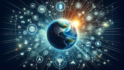 Obraz premium An abstract representation of information technology required for business online