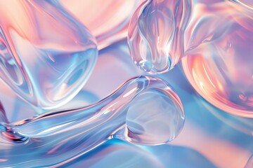 Serene Blue and Pink Glassy Textures Reflecting Calm, Artistic Abstract Background