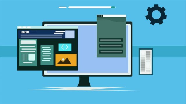 Design your website for office, website repairing concept, expert developer,  2d animation video clip