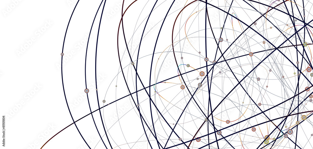 Fototapete Digital technology background. Network connection dots and lines.
