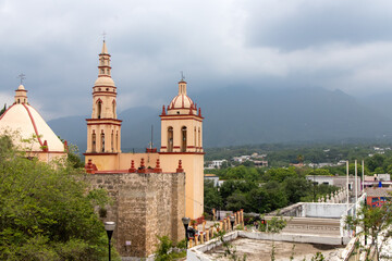 Baroque style church in Mexico, church towers, 