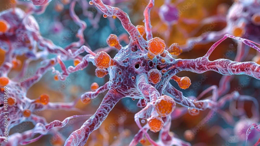 Poster the image shows a 3d rendering of neurons in the brain.