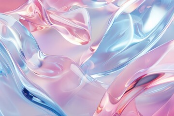 Elegant Glass Pink and Blue Iridescent Textures in Abstract Fluid Art Design