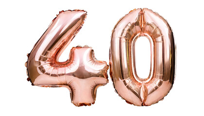 Balloon number forty made of rose gold color