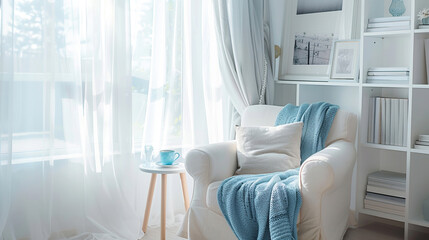 Soft White and Blue Interior Design