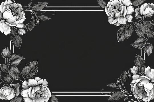 Elegant floral condolence background with customizable text space for funeral tribute. Sympathy card. Bereavement memorial service. Mourning remembrance. And solemn