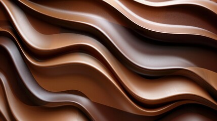 Abstract Chocolate Waves Texture: Flowing Rich Brown Silk Fabric Simulation, Luxury Background with Smooth Folds and Highlights, Conceptual Design and Art Projects 8K Wallpaper High-resolution