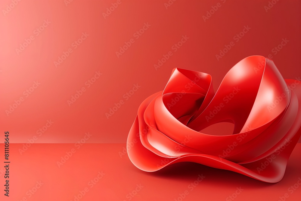 Poster a red abstract object stands out against a vibrant red background, creating a striking visual contra