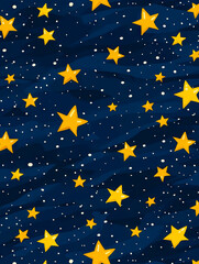 Seamless pattern with stars on the dark blue background.