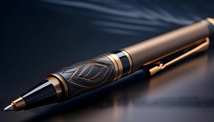 fountain pen on black abstract modern background.