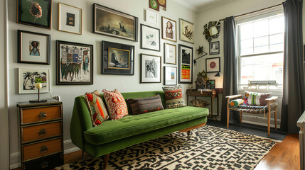 Interior Design of Family Room with Vintage Theme