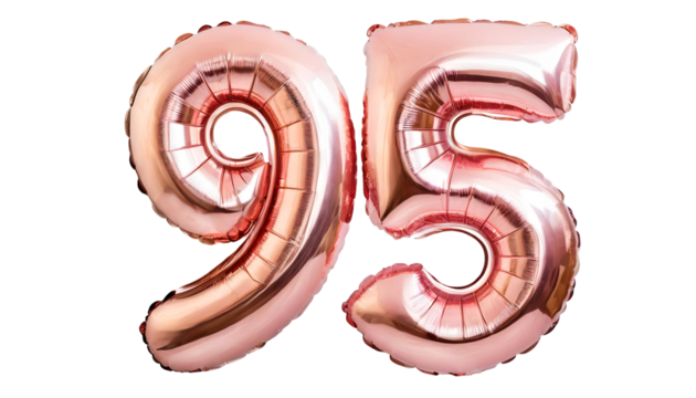 Number ninety five balloon made of rose gold color