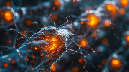 The image shows a close-up of a neural network. The neurons are firing and the synapses are connecting. The image is very detailed and shows the complexity of the neural network.