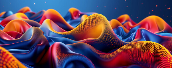 Obraz premium A colorful, abstract image of a wave made of different colored fabrics