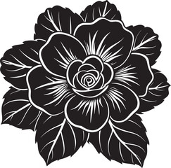 Black and white flower on a white background. Vector illustration for your design