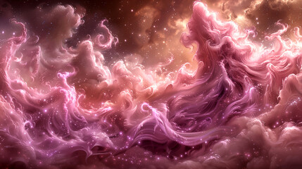 Fototapeta premium A pink and purple space with stars and clouds