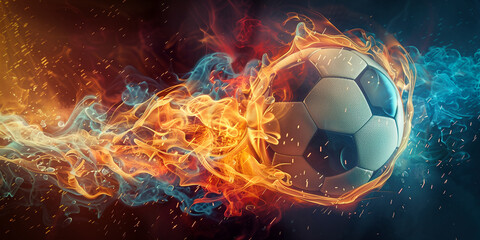 a soccer ball with fire