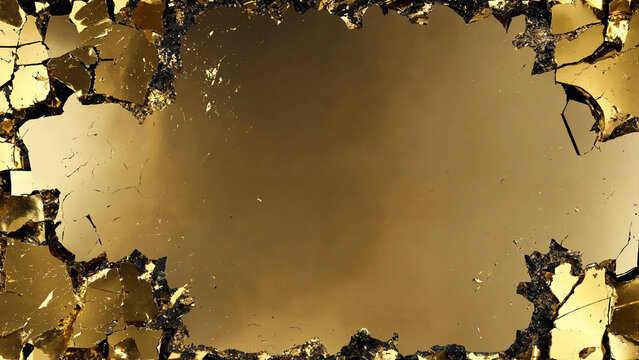Antique, shattered gold background 16:9 with copyspace