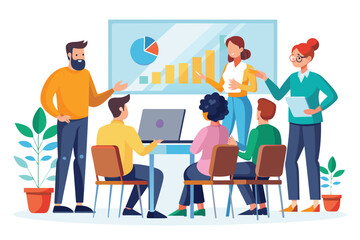 Business chatting around a table. Ai generated