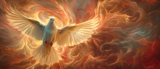 a dove of peace in fire