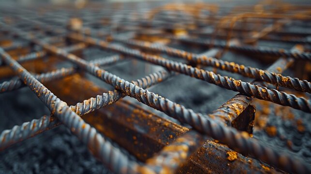 With precision and attention to detail, steel mesh reinforcement is laid, showcasing construction techniques 8K , high-resolution, ultra HD,up32K HD