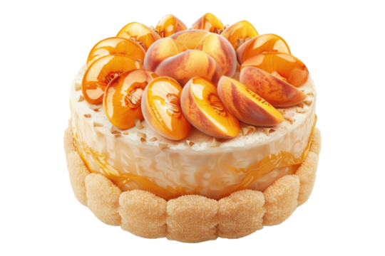 Peach cake isolated on transparent background