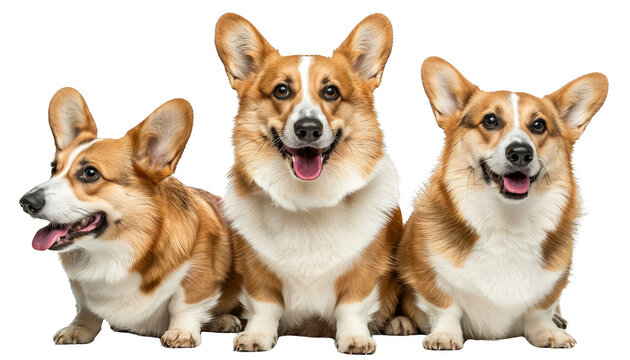 Collection of corgis dog cut out transparent isolated on white background ,PNG file ,artwork graphic design.