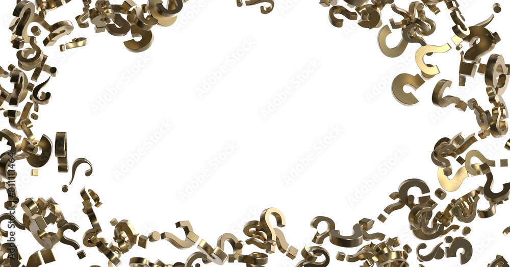 Aufkleber question marks. Computer generated 3d