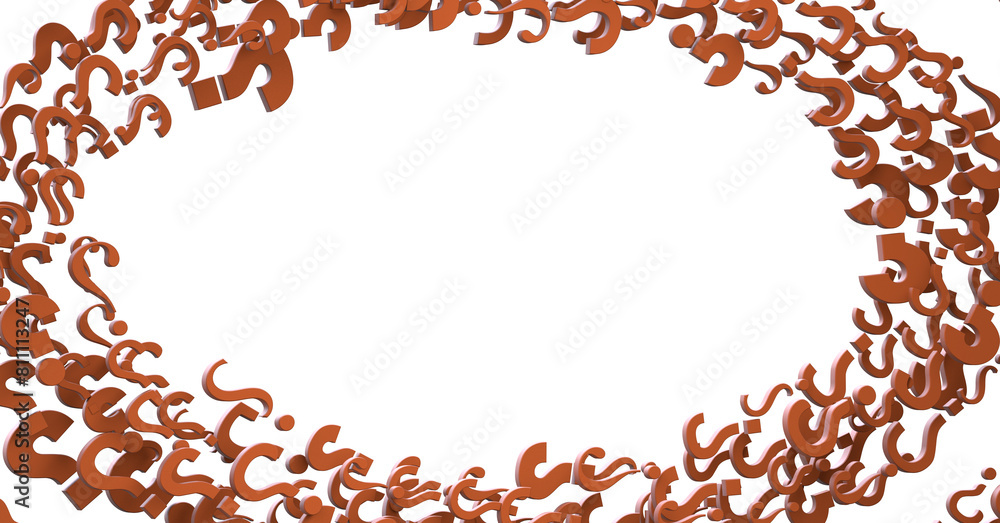 Aufkleber question marks. computer generated 3d