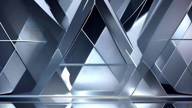monochrome abstract geometric background with fast changing random geometric shapes and lines in silver color. looped seamless animation. ai.