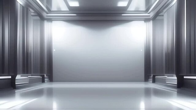animated light abstract 3D background of the room with surreal change of shapes and lines. looped seamless background. ai.