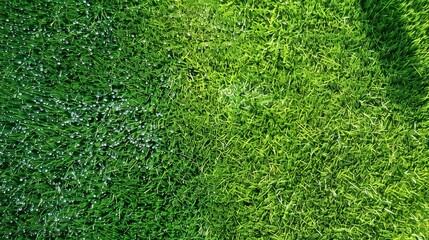 Fototapeta premium Aerial view of a seamless expanse of vibrant green grass. Grass background.