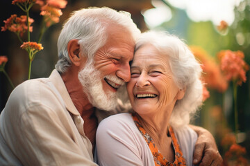 A joyful image of seniors embracing each other, thankful for their amazing health insurance.