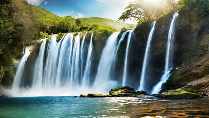 Most beautiful waterfalls on earth 16:9 with copyspace