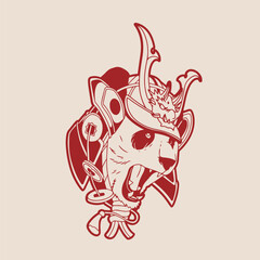 cartoon samurai panda head illustration for logo or other graphic design use