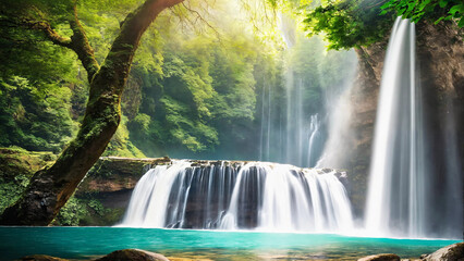 Most beautiful waterfalls on earth 16:9 with copyspace