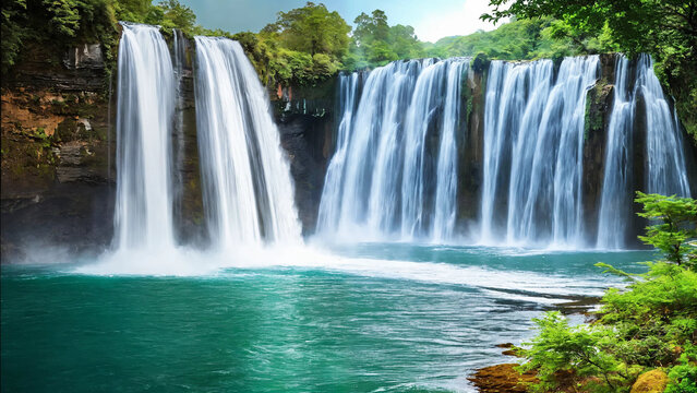 Most beautiful waterfalls on earth 16:9 with copyspace