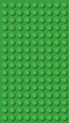 Green Plastic Baseplate Vertical Banner, Vector Illustration for Building Block-Themed Artwork and Design. Template with Copy Space for Text, Top View 