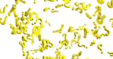 question marks background. 3D Rendering.