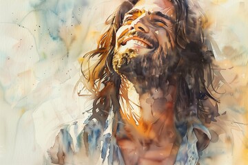 Jesus smiling watercolor