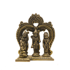 brass handcrafted statue of ram darbar with lord ram lakshman and sita devi along with hanuman...