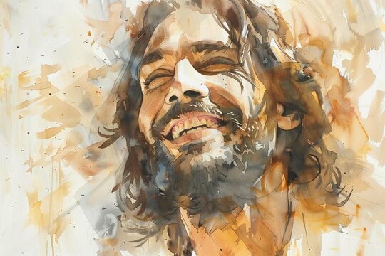 Jesus smiling watercolor