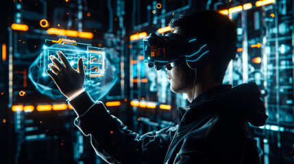 Augmented Reality Visor Experience with a Horrified User in Dark Setting
